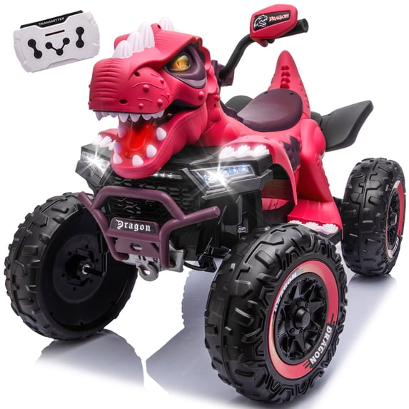 24V Dinosaur Kids Ride On Car, 2 Seater Power Ride On Toy for Kids with Remote Control, Bluetooth, USB, 4-Wheel Suspension, Dinosaur Electric Toy Car for Boys and Girls Ages 3-8