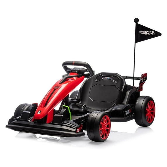 24V Electric Drift Kart for Kids, Ride Car with Adjustable Seat & 8.5MPH Speed, EVA Silent Wheels, Ride-On Toy