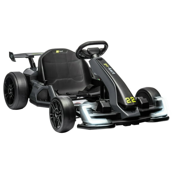 24V Electric Go Kart 300W Powerful Drift Kart Electric Pedal Kart w/ 300W Strong Motor, Drift/Sport Mode, Big Battery, Eva Tire, Length Adjustment, Outdoor Racing Toy for Kid Aged 6+