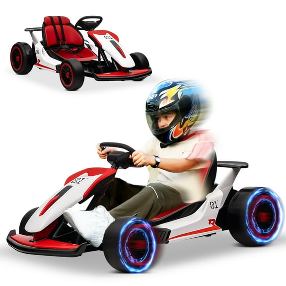 24V Electric Go Kart ride on toys for boys girls Age 6+, Red