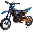 thumbnail image 1 of 24V Electric Off-Road Motorcycle,250W Motor 13.6MPH Fast Speed Motocross,Leather Seat Dirt Bike,Twist Grip Throttle,Metal Suspension,Air-Filled Tires,for Kids Teens Age 13+ (Blue), 1 of 6