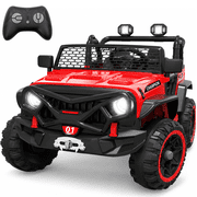 24V 2 Seater Ride On Toys for Kids, Ride On Car with Remote Control, Ride On Truck, 4-Wheel Suspension, Soft Start, Bluetooth, Led Lights, Electric Car for Kids Ages 3-8, Gift for Boys Girls - Red