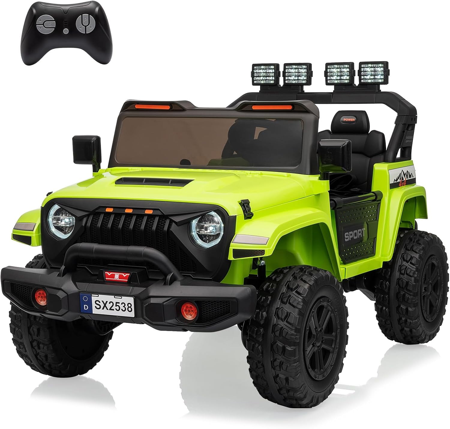 24V Electric Ride-On Car, 4WD 2-Seater with 20.5in Extendable Body ...