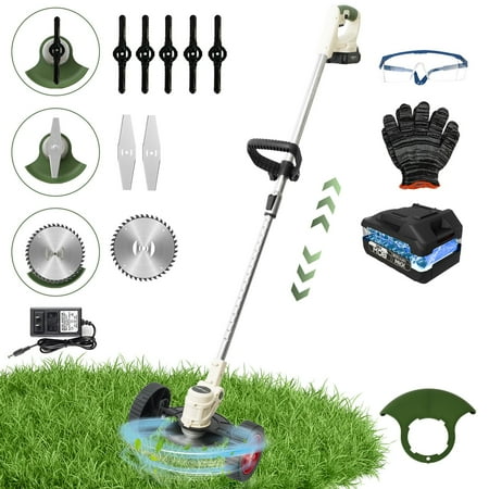 24V Electric Weed Wacker, Cordless Electric Weed Eaters Weed Trimmer with Battery, White