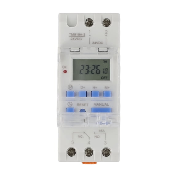 24V Electronic for Time Relay Switch 16A Digital LCD Programmable Timer With 7-Day Cycle And Auto Correction For Home And Industrial Automation Systems Blue