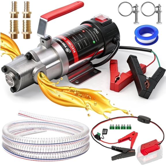 SYHXYSOO 24V Oil Extractor Pump, 3.2GPM Gear Oil Pump, Electric Oil Change Pump with Battery Adapter for Milwaukee M18 18V Batteries, Oil Transfer Pump for Engine Oil, Gear Oil