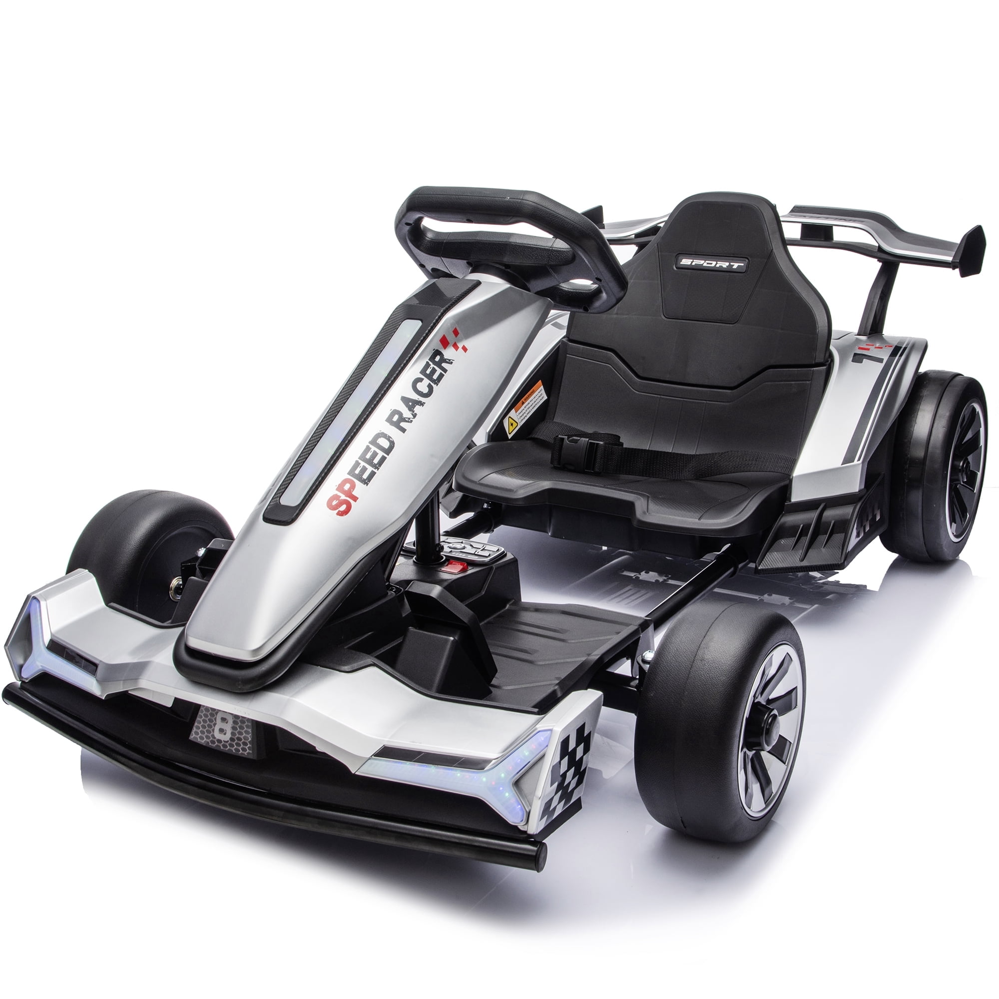 ホワイトスカイヴィールスカート 24V Go Kart Ride on Toys 800W 360° Drift Car w/ Adjustable Length