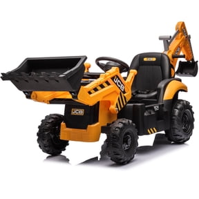 24V JCB Ride on Excavator Toy, 3 in 1 Ride on Tractor Truck with Remote Control, Battery Powered Ride on Bulldozer Kids Electric Vehicles with Front Loader Bulldozer, Digger, Adjustable Seat, Yellow