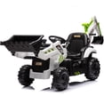 thumbnail image 1 of 24V JCB Ride on Excavator Toy, 3 in 1 Ride on Tractor Truck with Remote Control, Powered Ride on Bulldozer Kids Electric Vehicles with Front Loader Bulldozer, Digger, Adjustable Seat, Green+White, 1 of 6