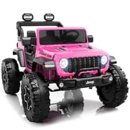 iYofe Jeep Wrangler Rubicon 24V 2 Seater Truck, Powered Ride on Car Toy with Remote Control & Bluetooth, 4 Wheeler for Kids Ages 3-8, Pink