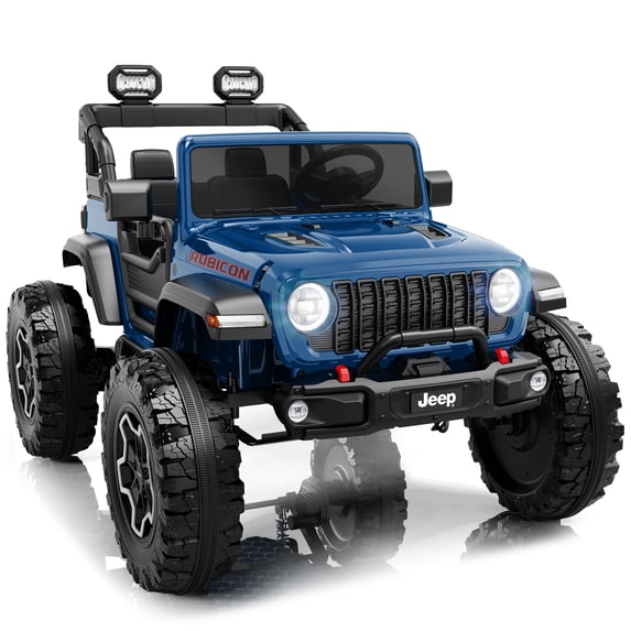 iYofe Jeep Wrangler Rubicon 24V 2 Seater Truck, Powered Ride on Car Toy with Remote Control&Bluetooth, 4 Wheeler for Kids Toddoler Ages 3-8, Blue