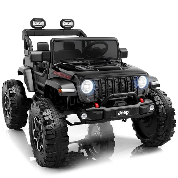 iYofe Jeep Wrangler Rubicon 24V 2 Seater Truck, Powered Ride on Car Toy with Remote Control&Bluetooth, 4 Wheeler for Kids Toddoler Ages 3-8, Black