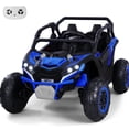 thumbnail image 1 of 24V Kids Ride On Car UTV, 4WD Remote Control Ride on Toys Electric Car for Ages 3-8, LED Lights, Spring Suspension, 3 Speeds, Music, Blue, 1 of 10