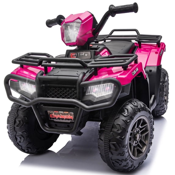 24V Kids Ride On ATV Toy, Electric 4 Wheeler Ride on Car for Toddlers Ages 2-4, Dual 55W Motors, 3.11 MPH Max Speed, Bluetooth Music, LED Lights, Spring Suspension, Storage Racks, Pink