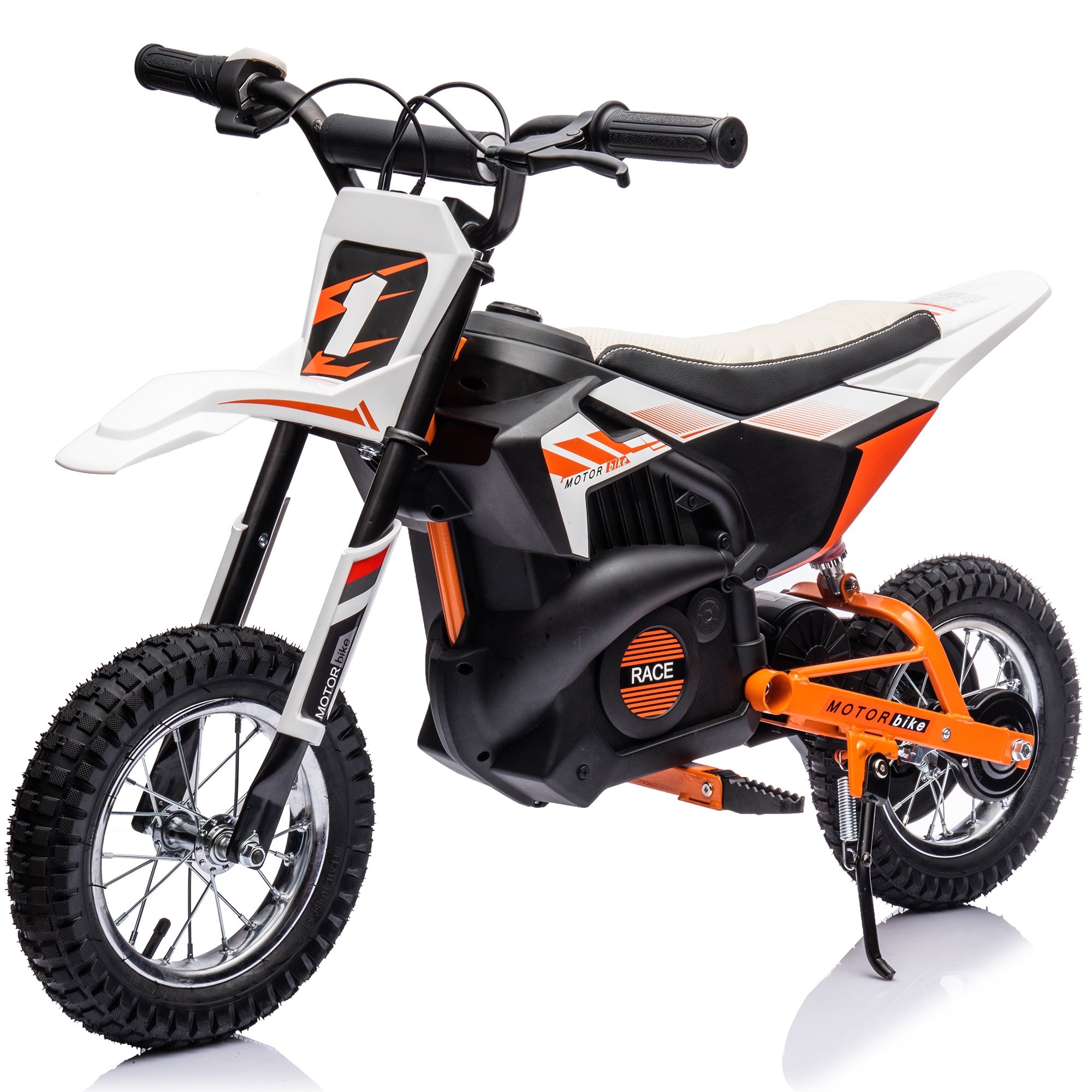 24V Powered Electric Dirt Bike for Kids, Kids Electric Motorcycle with 250W Motor, Ride on Dirt Motorcycle Toy with Rear Wheel Suspension, Kids Electric Bike for Boys Girls, White