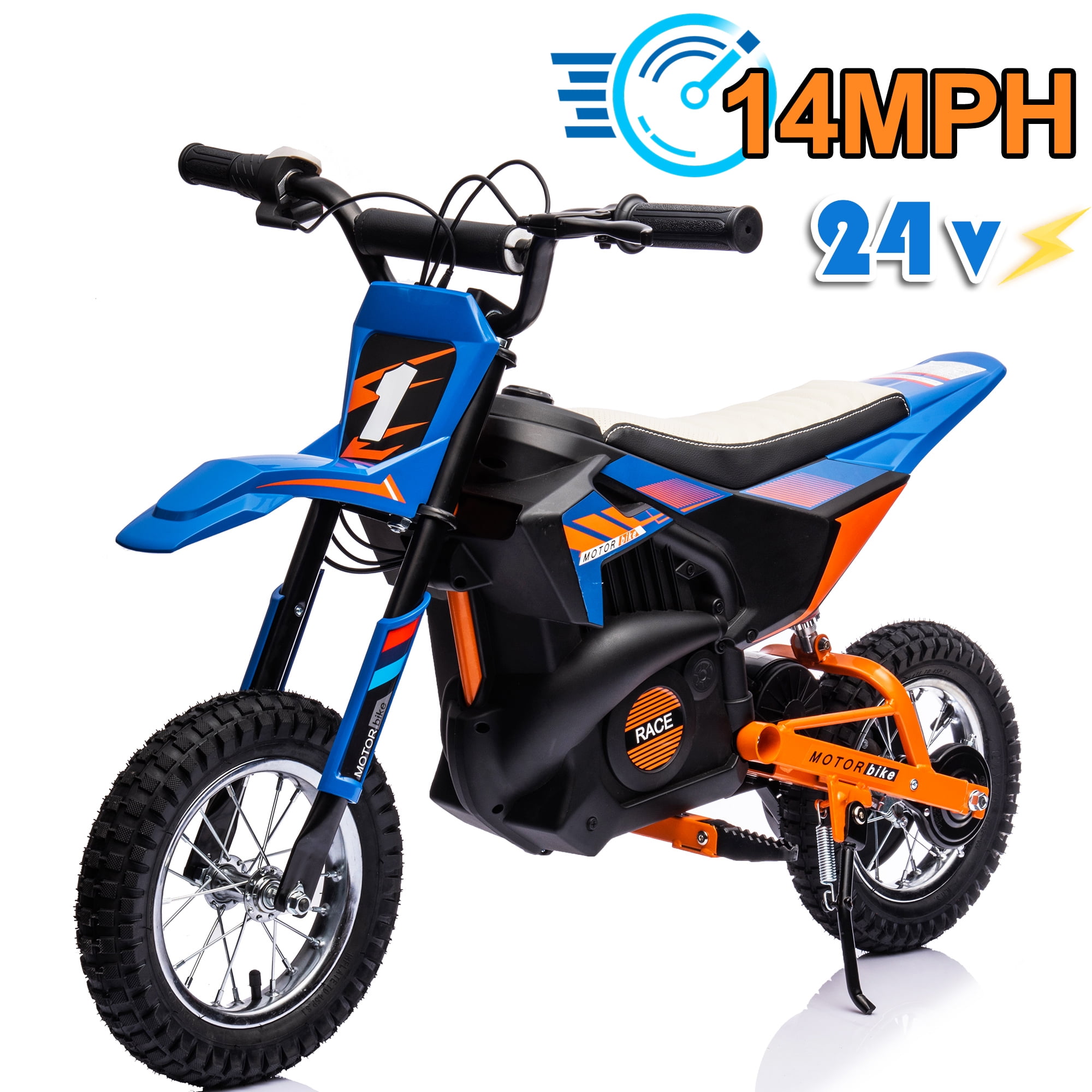 24V Electric Dirt Bike for Big Teens 250W Ride On Twist Throttle Rear Brake Suspension for Boys Girls 13 Blue Walmart