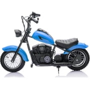 24V Kids Electric Dirt Bike, 300W Motor, 14 MPH, Dual Speed Modes, LED Lights, 60 Min Playtime, Off-Road Motorcycle for Backyard & Trails, Up to 140 lbs,Blue