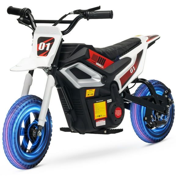 24V Kids Electric Dirt Bike - 350w Kids Motorcycle, 13.67 Mph Max Speed Electric Bike for Kid, Rear Wheel Suspension, 12 Miles Range, Twist Grip Throttle, Rubber Tire