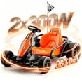 thumbnail image 1 of 24V Kids Electric Go Kart, 600W 360° Nylon Drift Wheels, Metal Frame Ride on Toys for Big Kids, Bluetooth, Age 6+, Orange, 1 of 2
