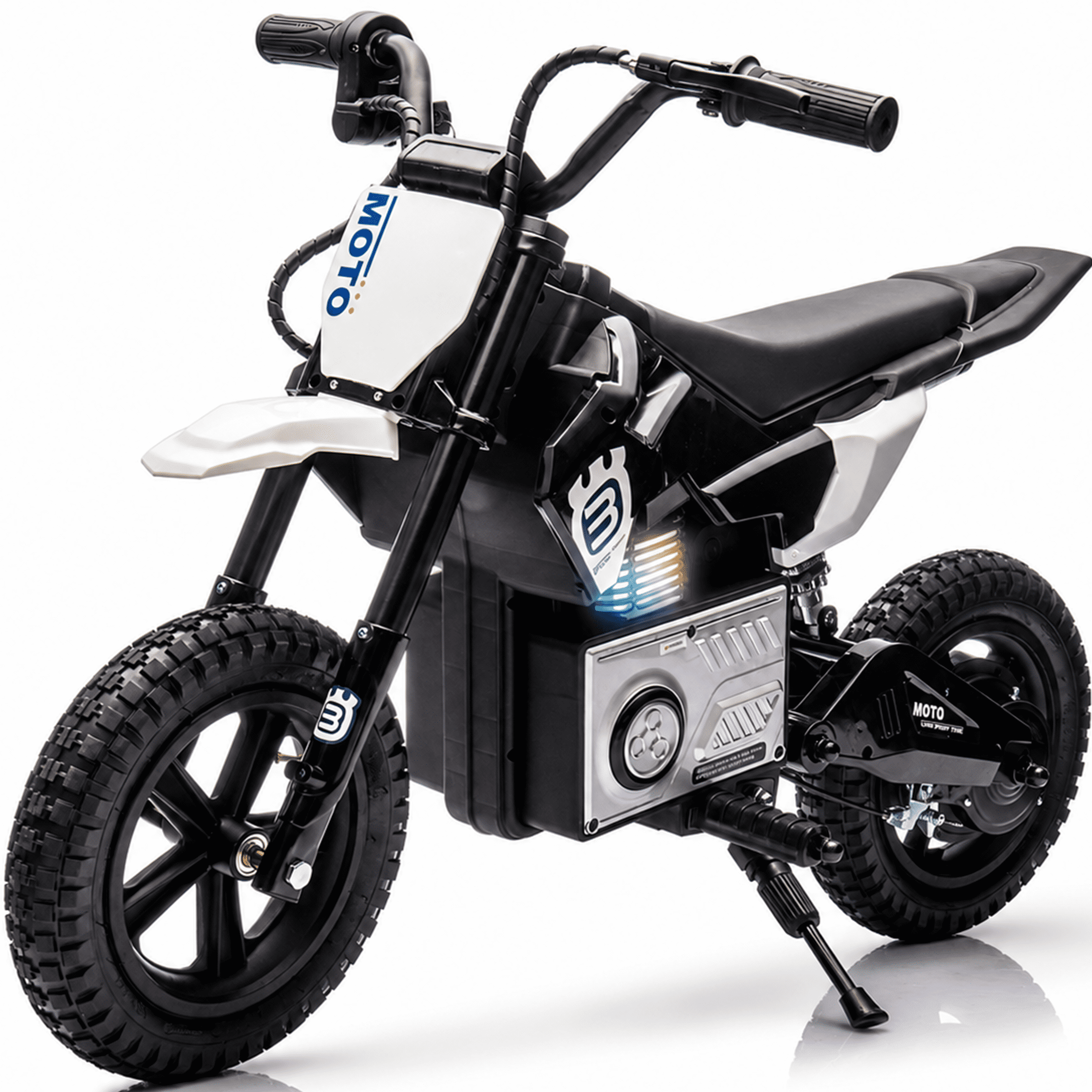 24V Kids Electric Motocross Motorcycle with Bluetooth Music - 200W Power, Rear Shock Absorber, LED Breathing Lights, Adjustable Speed up to 9.32 MPH - Powered Ride On Toy for Boys Girls Ages 5-15