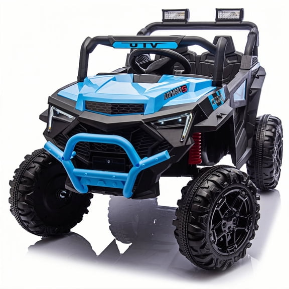 24V Kids Electric Ride on Cars Toy, 400W Power Ride on UTV Toy With Remote Control, Music, Bluetooth, Four Wheel Suspension, LED Lights, Portable Handle, Electric Car for Boys Girls 3+