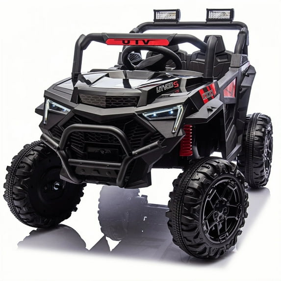 24V Kids Electric Ride on Cars Toy, 400W Power Ride on UTV Toy With Remote Control, Music, Bluetooth, Four Wheel Suspension, LED Lights, Portable Handle, Electric Car for Boys Girls 3+