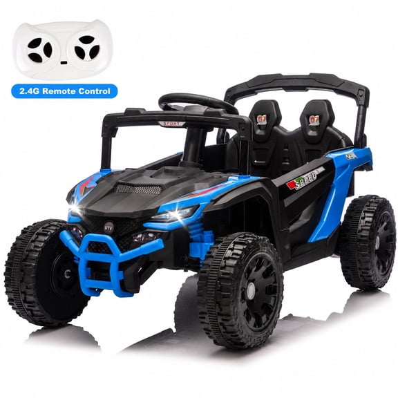 24V Kids Powered Ride On UTV, Electric Ride On Car for Kids Ages 3-5 with Remote, Bluetooth, LED Lights, 4-Wheel Suspension, Blue