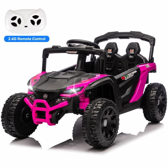 24V Kids Powered Ride On UTV, Electric Ride On Car for Kids Ages 3-5 with Remote, Bluetooth, LED Lights, 4-Wheel Suspension, Pink