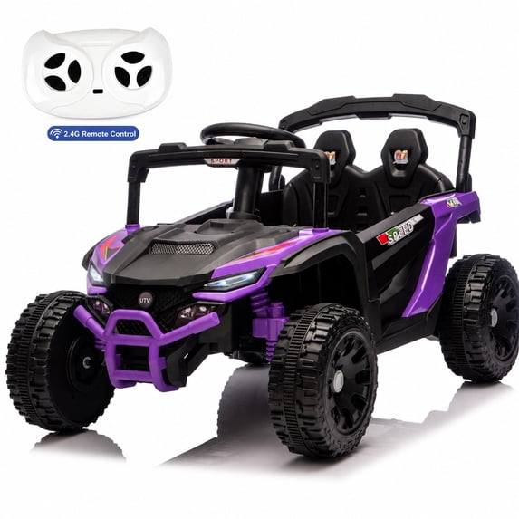 24V Kids Powered Ride On UTV, Electric Ride On Car for Kids Ages 3-5 with Remote, Bluetooth, LED Lights, 4-Wheel Suspension, Purple