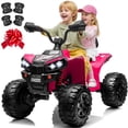 thumbnail image 1 of 24V Kids Ride On ATV for Ages 3-8, 4WD Electric Quad with 4 Motors, Bluetooth Music, LED Lights, Spring Suspension, 3-5 km/h, 110 lbs Capacity, Battery Powered Toy for Boys Girls, Pink, 1 of 8