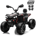 thumbnail image 1 of Joyracer 4WD Kids ATV for Ages 3-8, 24 Volt 4 Wheeler for Kids with Spring Suspension, Ride-on Quad with Bluetooth Music, LED Lights, Knee Pads, Black, 1 of 8