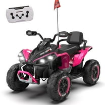 24V Kids Ride on ATV, XXL Electric Quad for Big Kids, 2-Seater Ride on Toy with Parental Remote, Bluetooth, LED Lights, USB/MP3, Power Display, 3 Speeds, Shock Absorber, Gift for Boys & Girls, Pink