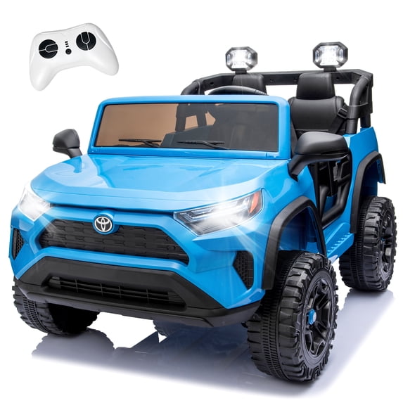 Toyota 24V Kids Ride on Car, 2 Seater Electric Ride on Truck with Remote Control, 4 WD Powered Ride on Toy, Bluetooth, USB, MP3, LED, Horn, 4 Wheel Suspension Electric Cars for Boys Girls 3+, Blue