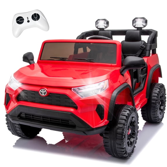 Toyota 24V Kids Ride on Car, 2 Seater Electric Ride on Truck with Remote Control, 4 WD Powered Ride on Toy, Bluetooth, USB, MP3, LED, Horn, 4 Wheel Suspension Electric Cars for Boys Girls 3+, Red