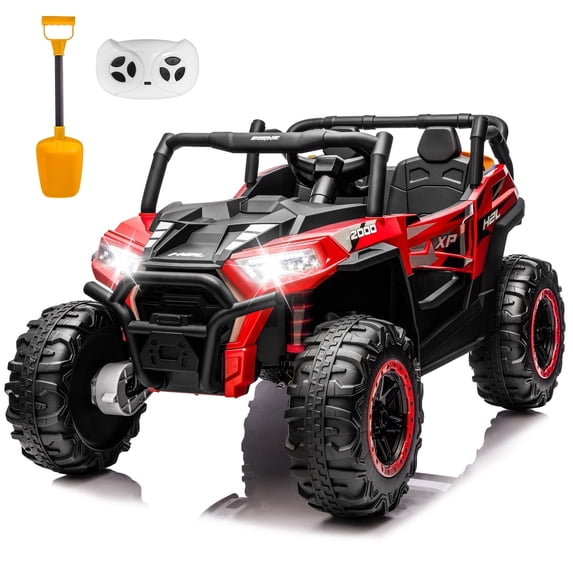FestiveGlow 24V Kids Ride on Car Truck,2 Seater Kids Electric Car with Remote Control,4WD Toddler Ride on Car with 110lb Weight Capacity,Red