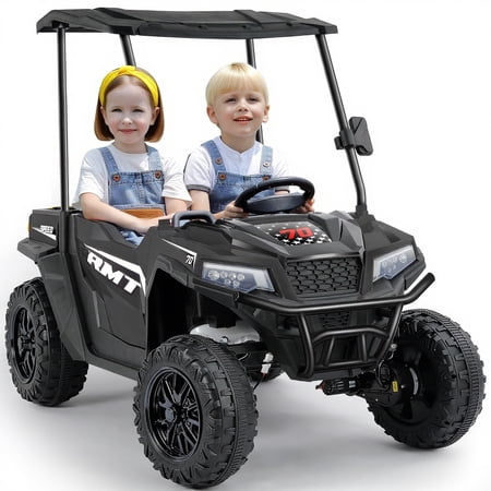 24V Kids Ride on Car,Neche 2 Seater 10Ah Powered Ride on Toy,4*200W Motor Electric Vehicles with Remote Control,Up to 5mph,Spring Suspension UTV for 3-8 Boys Girls,Black