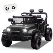 24V Kids Ride on Car with Parents Control, 2 Seater Battery Powered Kids Electric Car with 2WD, Four Wheel Suspension, LED Light, Bluetooth and MP3 for Kids Aged 3+, Black