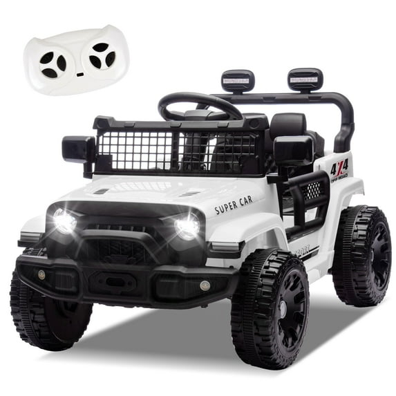 24V Kids Ride on Car with Parents Control, 2 Seater Battery Powered Kids Electric Car with 2WD, Four Wheel Suspension, LED Light, Bluetooth and MP3 for Kids Aged 3+, White