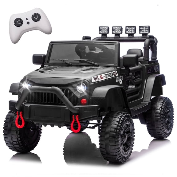 24V Kids Ride On Car with Remote Control, 400W Power Motors, 4 Wheels Suspension Toy Car for Kids, Bluetooth, USB, Music, LED Lights, Power Display, Electric Car for Kids Ages 3+, Black