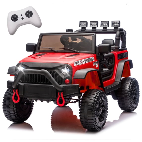 24V Kids Ride On Car with Remote Control, 400W Power Motors, 4 Wheels Suspension Toy Car for Kids, Bluetooth, USB, Music, LED Lights, Power Display, Electric Car for Kids Ages 3+, Red