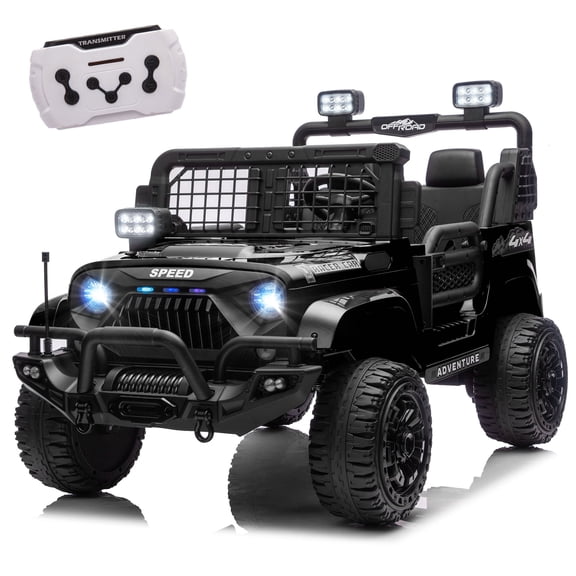 24V Kids Ride On Car, Two Seater Electric Ride On Car with Remote Control, 2x100W Motors, 3 Speed Adjustable, 4-Wheel Shock Absorption, Bluetooth & LED Lights for Kids Ages 3-8
