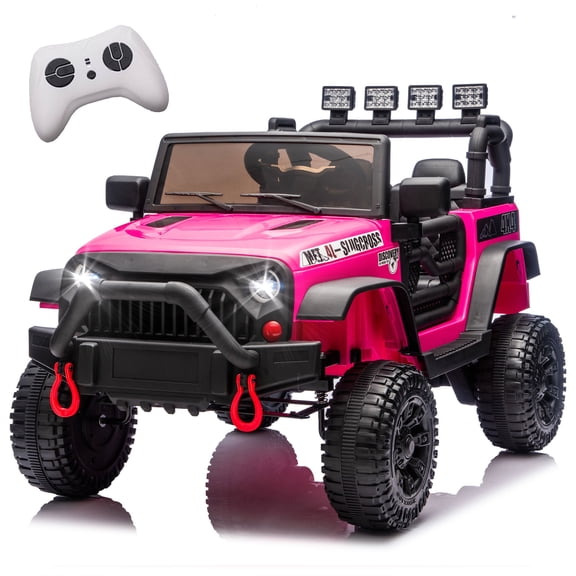 24V Kids Ride On Car W/Parents Control,2*200w Power motors,Four Wheel Suspension,Adjustable speed,USB,MP3,Music,Bluetooth,Large display screen,Power Display,Safety Belt for Kids Aged 3+.