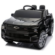 24V Kids Ride on Car W/Parents Control,Licensed Chevrolet Silverado,Four-wheel suspension,LED Lights,Bluetooth,music,USB,MP3,Power display,speeds 2.49-3.73MPH For kids aged 2-5.