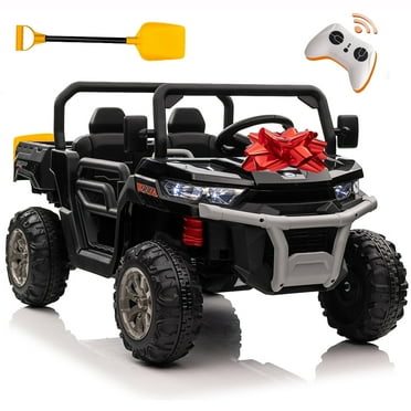 24V Kids Ride on Dump Truck with Remote Control, 2 Seater Powered 4-Wheeler UTV Toys, 2x200W Ride on Tractor Car w/ Electric Dump Bed, Shovel, Bluetooth Music, Green