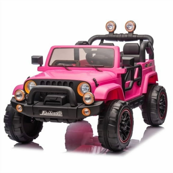 24V Kids Ride On Electric Car with Remote Control, 2WD, 20” Seat Width, USB/Bluetooth Music Player, Pull Rod, Rear Suspension, LED Lights, Trunk Storage, for Kids Ages 3-8, High/Low Speed