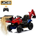 thumbnail image 1 of 24V Kids Ride on Excavator Digger Toy Cars, JCB Powered Ride on Backhoe Construction Toy with Bluetooth, Electric Tractor Car with Remote Control, Adjustable Front and Back Loader for 3-6 Boys Girls, 1 of 9