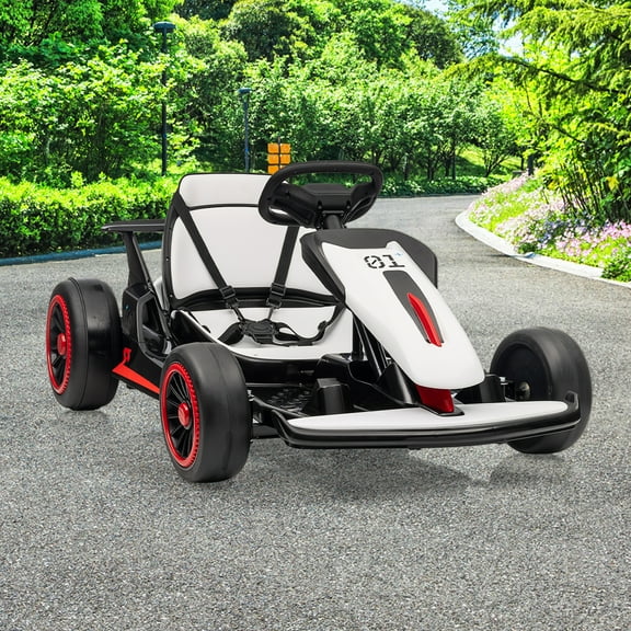 24V Kids Ride On Go Kart Car, Powerful Drift Kart with Dual 150W Motors, High Speed Electric Outdoor Ride On Toy, Battery Powered Ride On Racing Car