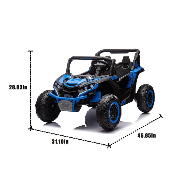 24V Two-Seater Kids Ride On UTV W/Parents Remote Control,Four-Wheel Suspension,Slow Start,Large wheel design,Anti-collision bar,Storage space,Music,USB,Bluetooth,Volume control,LED lights