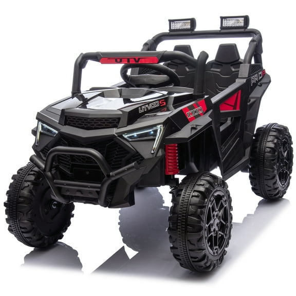 24V Kids Ride On UTV with Remote Control, LED Lights, Bluetooth and Suspension, Black
