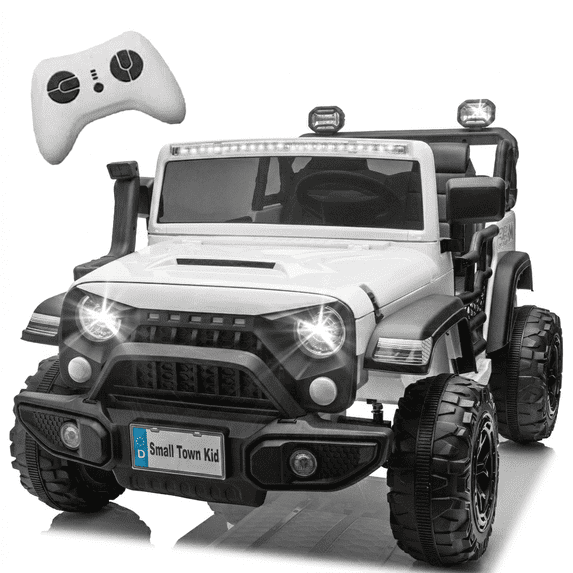 Xuanlur 24V Ride on Toys for Big Kids, 2 Seater Electric Vehicle with Remote Control, 400W Motor, Electric Ride On Truck wtih 20in Wide Seat, 3 Speeds, Lights, Bluetooth, Capacity 110 lb, White